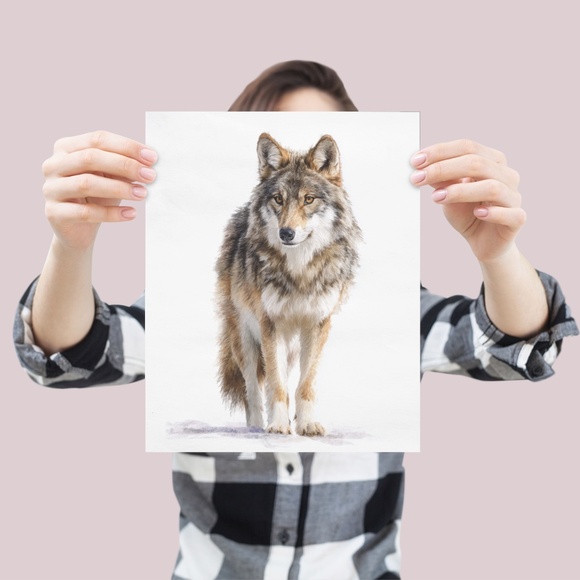 Watercolor Wolf with Mystical Aura Portrait Wall Art Print Poster, Unframed - Picture 4 of 6